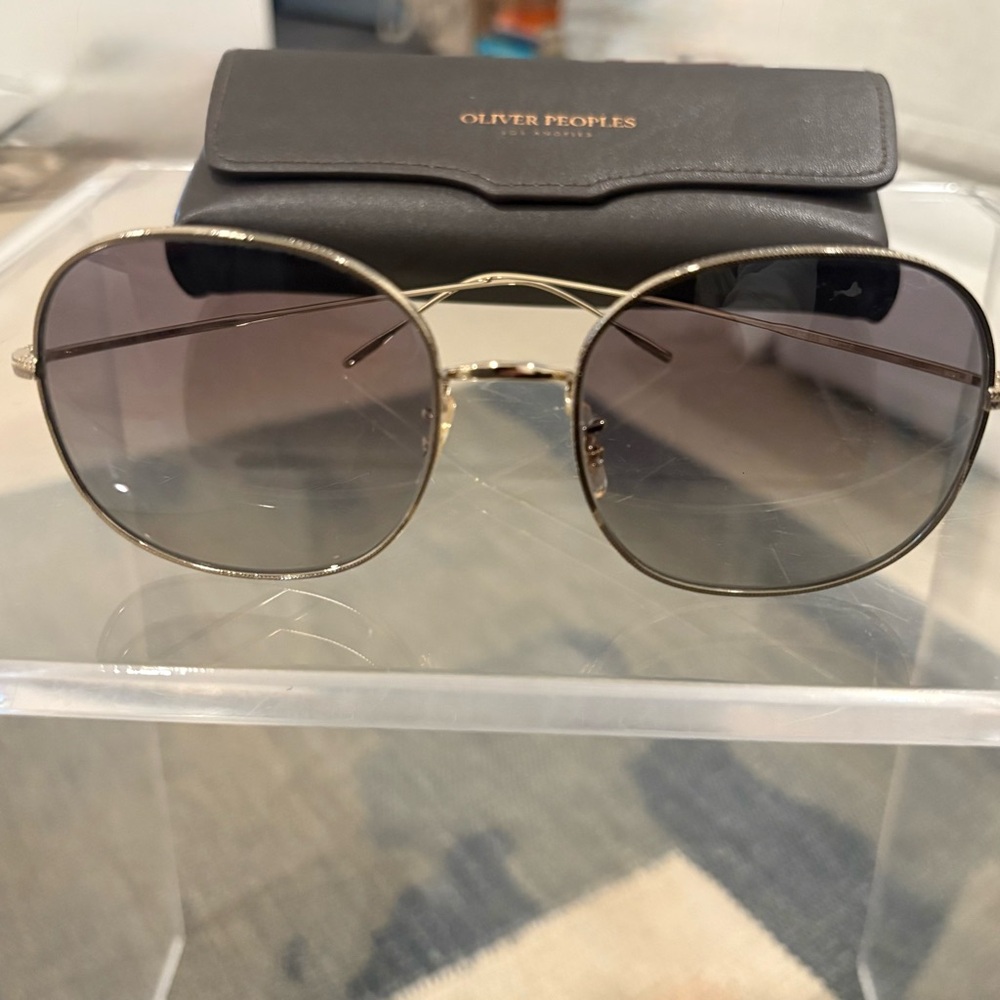 Oliver Peoples Mehrie Sunglasses in Soft Gold and Grey Gradient